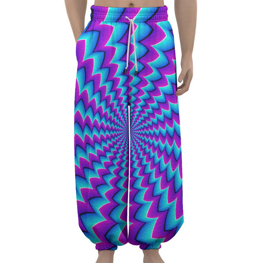 Blue Dizzy Moving Optical Illusion Lantern Pants
