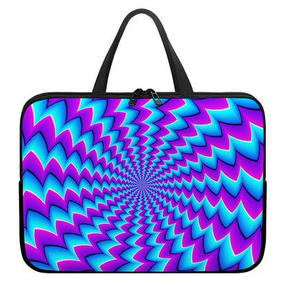 Blue Dizzy Moving Optical Illusion Laptop Sleeve With Handle