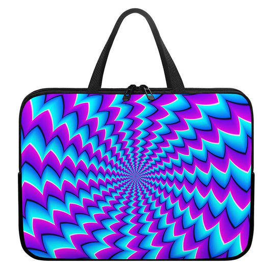 Blue Dizzy Moving Optical Illusion Laptop Sleeve With Handle
