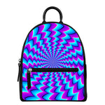 Blue Dizzy Moving Optical Illusion Leather Backpack