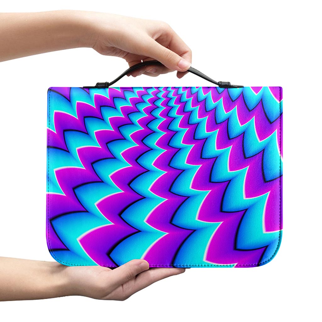 Blue Dizzy Moving Optical Illusion Leather Bible Cover