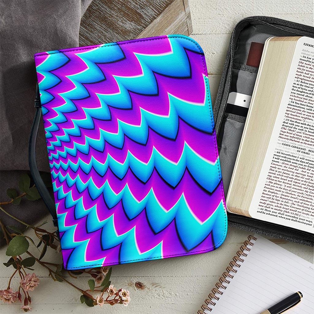 Blue Dizzy Moving Optical Illusion Leather Bible Cover