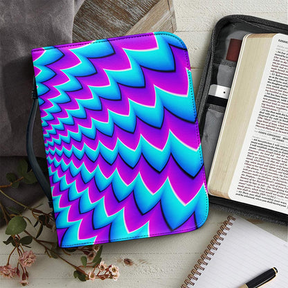 Blue Dizzy Moving Optical Illusion Leather Bible Cover