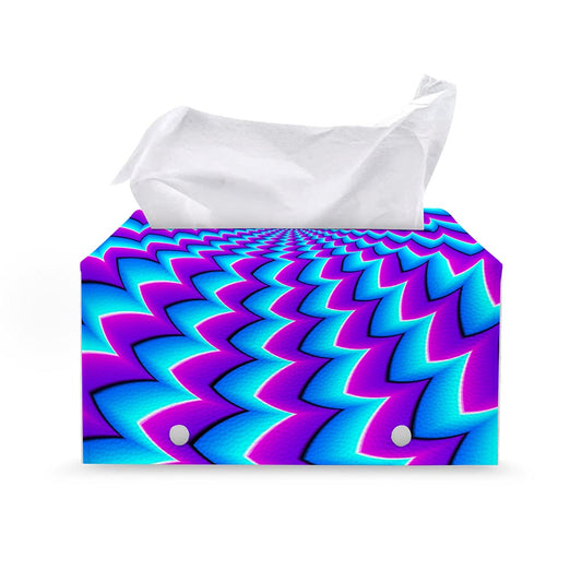Blue Dizzy Moving Optical Illusion Leather Tissue Box Cover