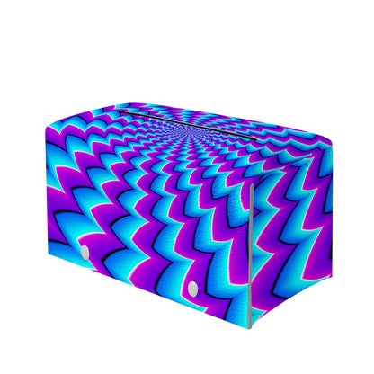 Blue Dizzy Moving Optical Illusion Leather Tissue Box Cover