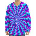 Blue Dizzy Moving Optical Illusion Long Sleeve Baseball Jersey