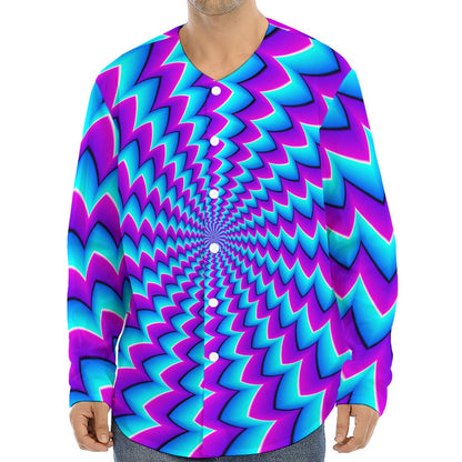 Blue Dizzy Moving Optical Illusion Long Sleeve Baseball Jersey