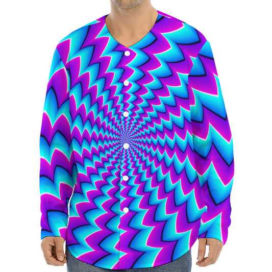 Blue Dizzy Moving Optical Illusion Long Sleeve Baseball Jersey
