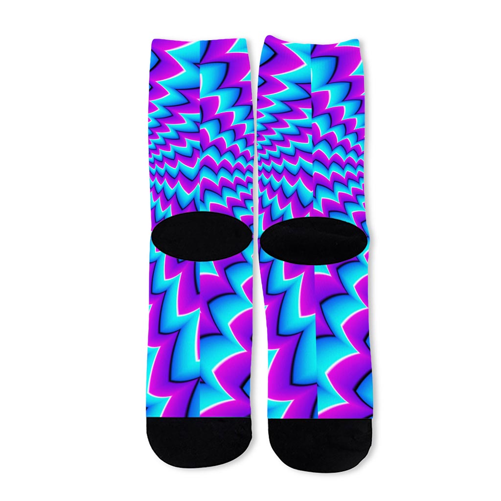 Blue Dizzy Moving Optical Illusion Long Socks