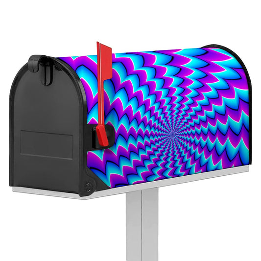 Blue Dizzy Moving Optical Illusion Mailbox Cover