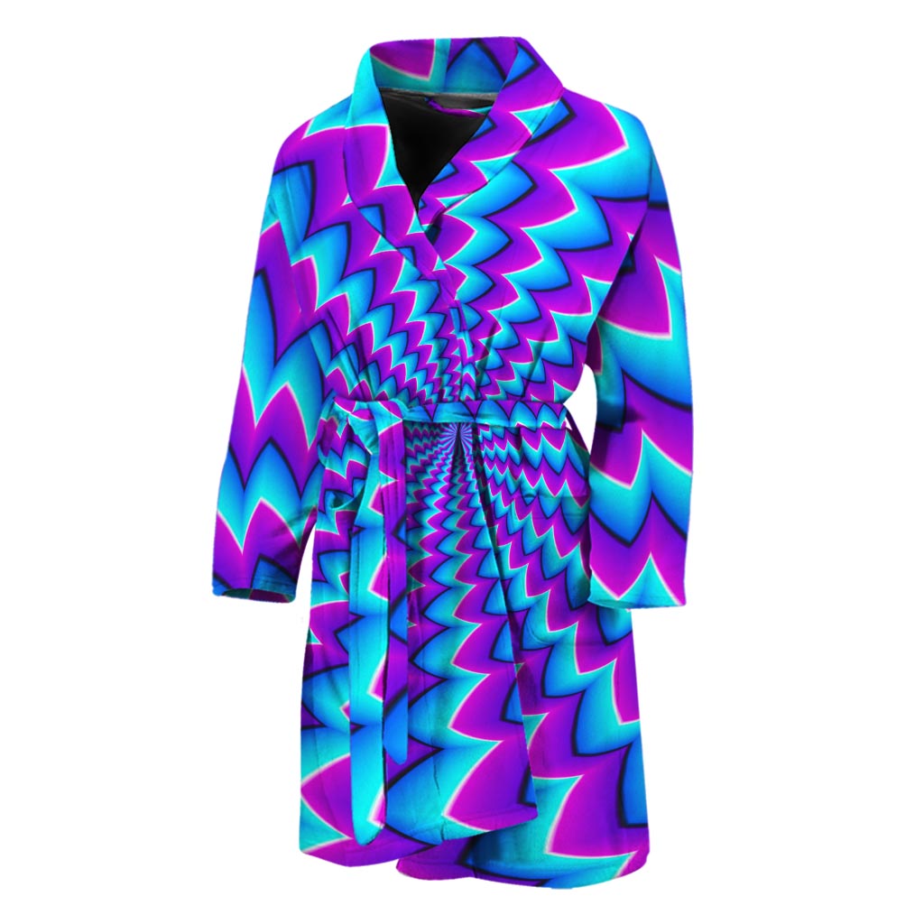 Blue Dizzy Moving Optical Illusion Men's Bathrobe