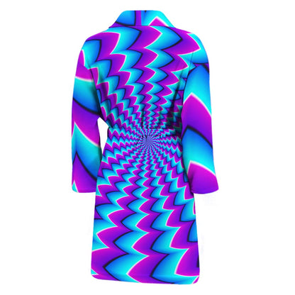 Blue Dizzy Moving Optical Illusion Men's Bathrobe