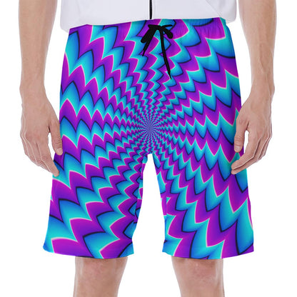 Blue Dizzy Moving Optical Illusion Men's Beach Shorts