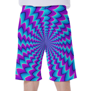 Blue Dizzy Moving Optical Illusion Men's Beach Shorts