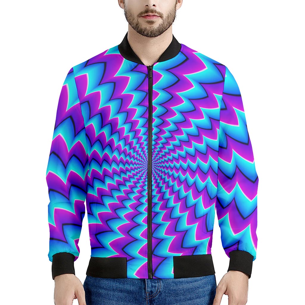 Blue Dizzy Moving Optical Illusion Men's Bomber Jacket