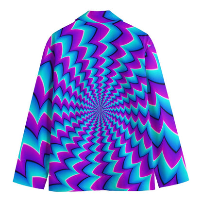 Blue Dizzy Moving Optical Illusion Men's Cotton Blazer