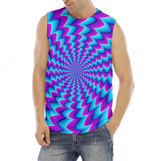 Blue Dizzy Moving Optical Illusion Men's Fitness Tank Top