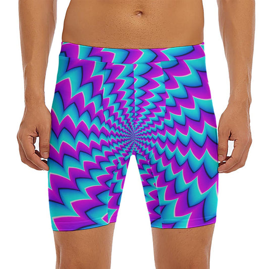 Blue Dizzy Moving Optical Illusion Men's Long Boxer Briefs