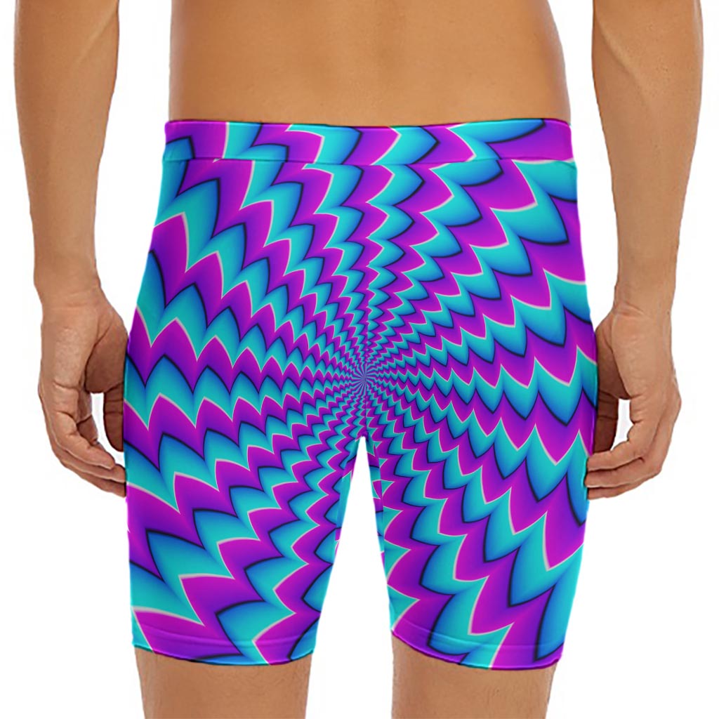 Blue Dizzy Moving Optical Illusion Men's Long Boxer Briefs