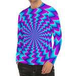 Blue Dizzy Moving Optical Illusion Men's Long Sleeve Rash Guard