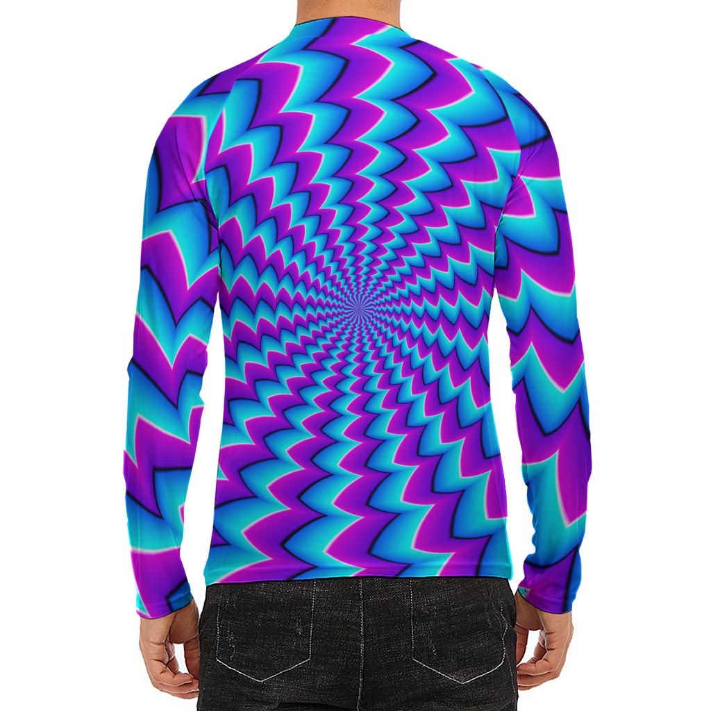 Blue Dizzy Moving Optical Illusion Men's Long Sleeve Rash Guard