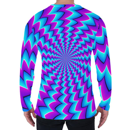 Blue Dizzy Moving Optical Illusion Men's Long Sleeve T-Shirt