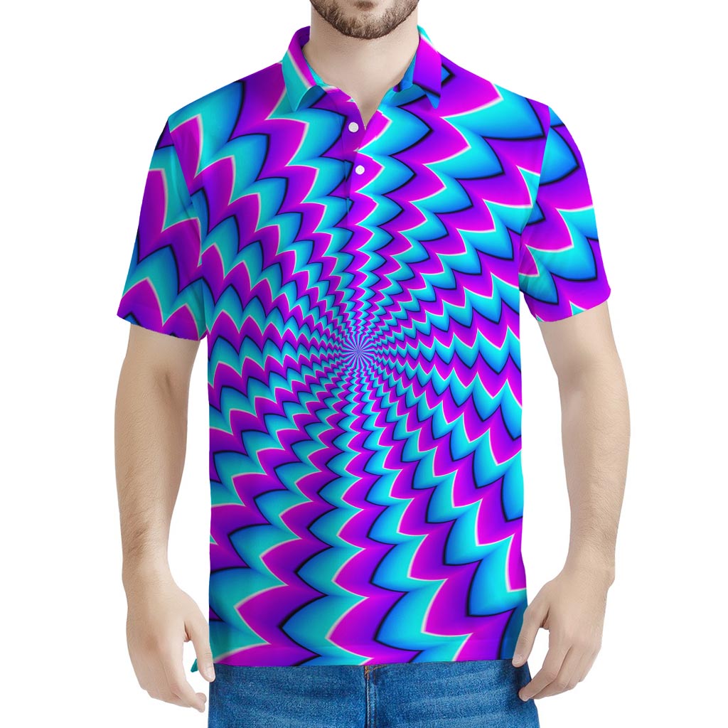 Blue Dizzy Moving Optical Illusion Men's Polo Shirt