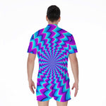 Blue Dizzy Moving Optical Illusion Men's Rompers