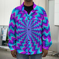 Blue Dizzy Moving Optical Illusion Men's Shirt Jacket