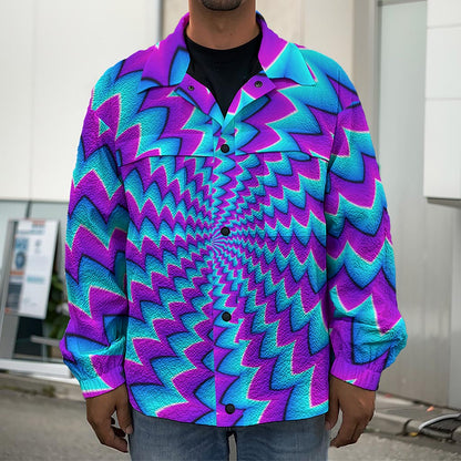 Blue Dizzy Moving Optical Illusion Men's Shirt Jacket