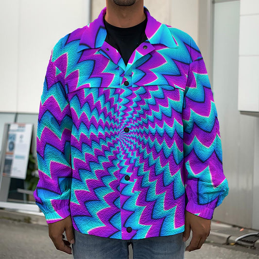 Blue Dizzy Moving Optical Illusion Men's Shirt Jacket