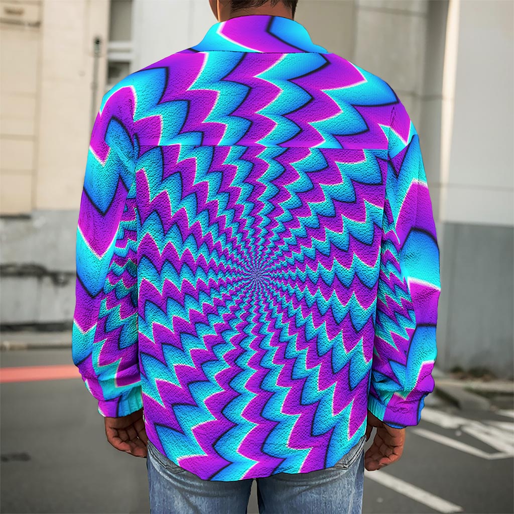Blue Dizzy Moving Optical Illusion Men's Shirt Jacket