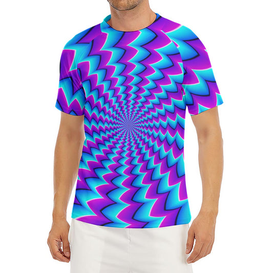 Blue Dizzy Moving Optical Illusion Men's Short Sleeve Rash Guard