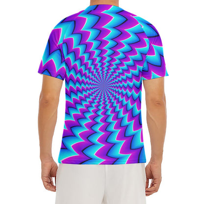 Blue Dizzy Moving Optical Illusion Men's Short Sleeve Rash Guard