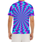 Blue Dizzy Moving Optical Illusion Men's Short Sleeve Rash Guard