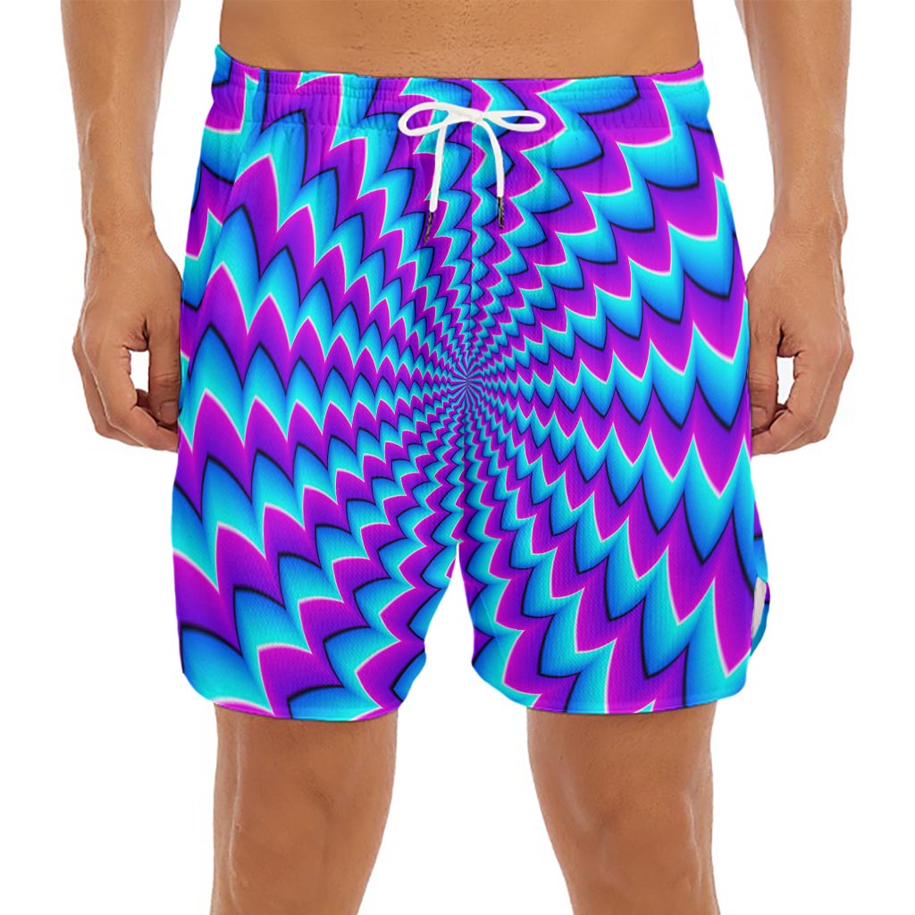 Blue Dizzy Moving Optical Illusion Men's Split Running Shorts