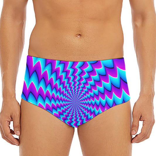 Blue Dizzy Moving Optical Illusion Men's Triangle Swim Briefs