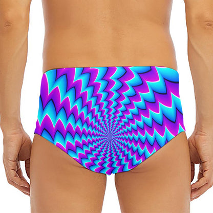Blue Dizzy Moving Optical Illusion Men's Triangle Swim Briefs