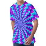 Blue Dizzy Moving Optical Illusion Men's Velvet T-Shirt