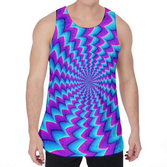Blue Dizzy Moving Optical Illusion Men's Velvet Tank Top