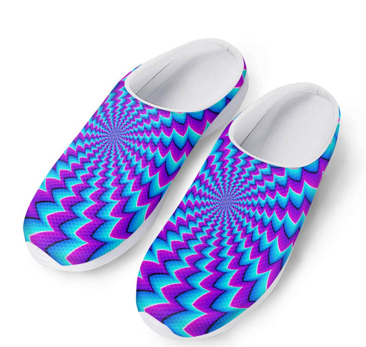 Blue Dizzy Moving Optical Illusion Mesh Casual Shoes