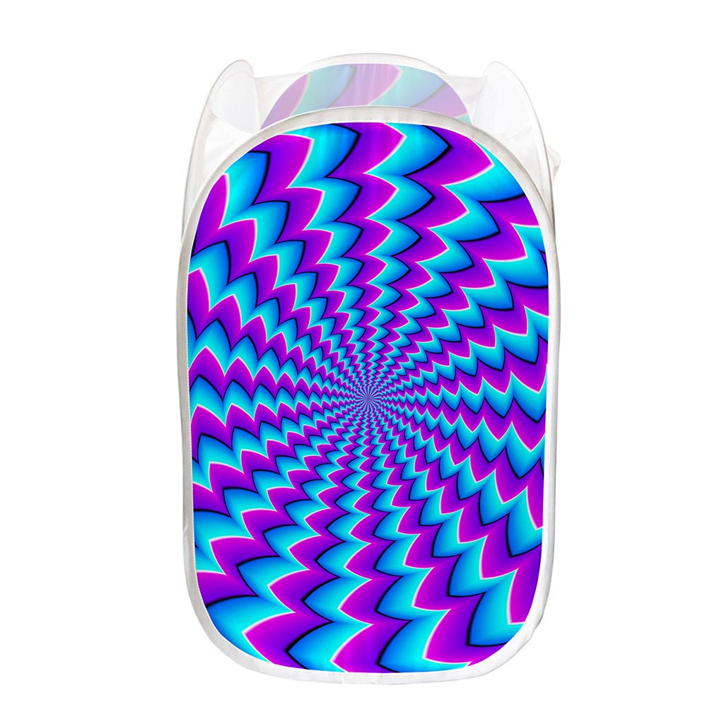Blue Dizzy Moving Optical Illusion Mesh Laundry Hamper