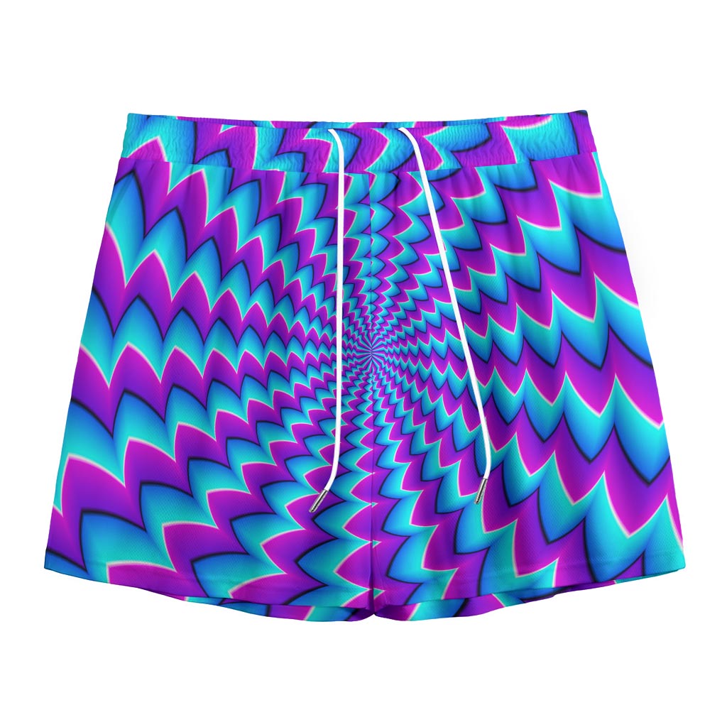 Blue Dizzy Moving Optical Illusion Mesh Shorts