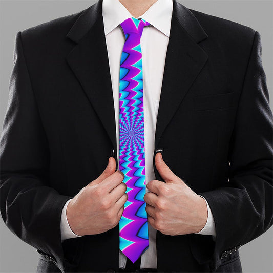 Blue Dizzy Moving Optical Illusion Necktie