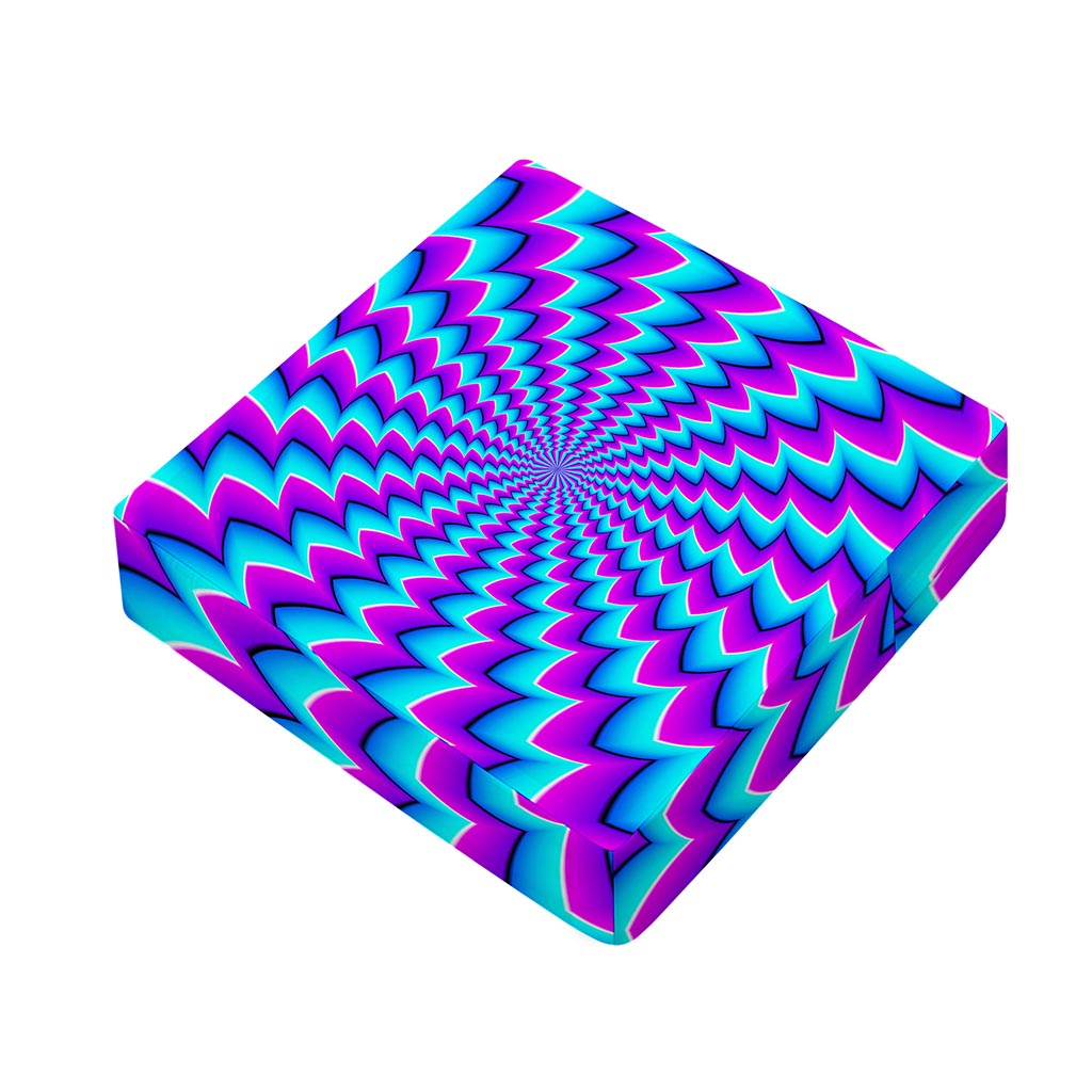 Blue Dizzy Moving Optical Illusion Outdoor Seat Cushion Cover