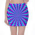 Blue Dizzy Moving Optical Illusion Pencil Mini Skirt