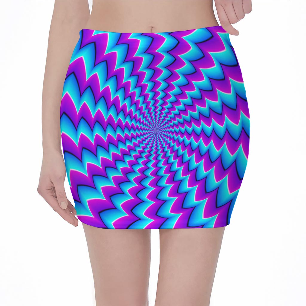 Blue Dizzy Moving Optical Illusion Pencil Mini Skirt