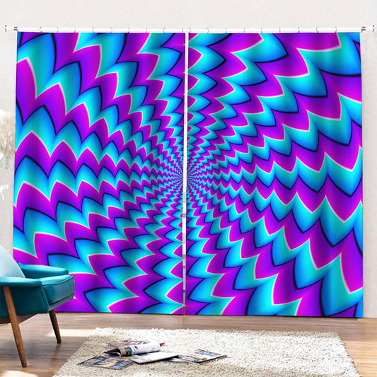 Blue Dizzy Moving Optical Illusion Pencil Pleat Curtains