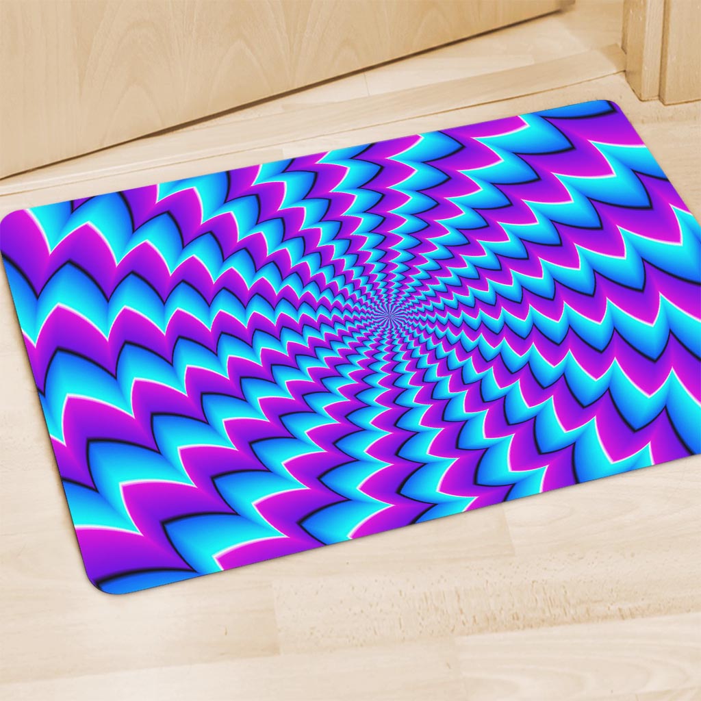 Blue Dizzy Moving Optical Illusion Polyester Doormat