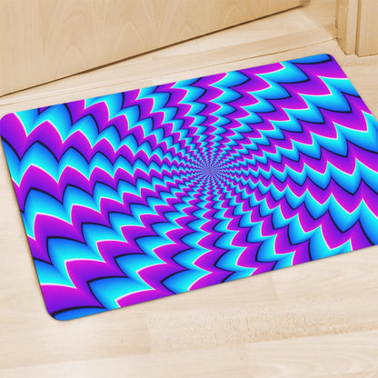 Blue Dizzy Moving Optical Illusion Polyester Doormat